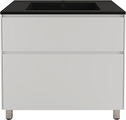 Style Line Тумба с кварцевой раковиной антрацит Лима 80 Plus эмаль белая матовая – фотография-1